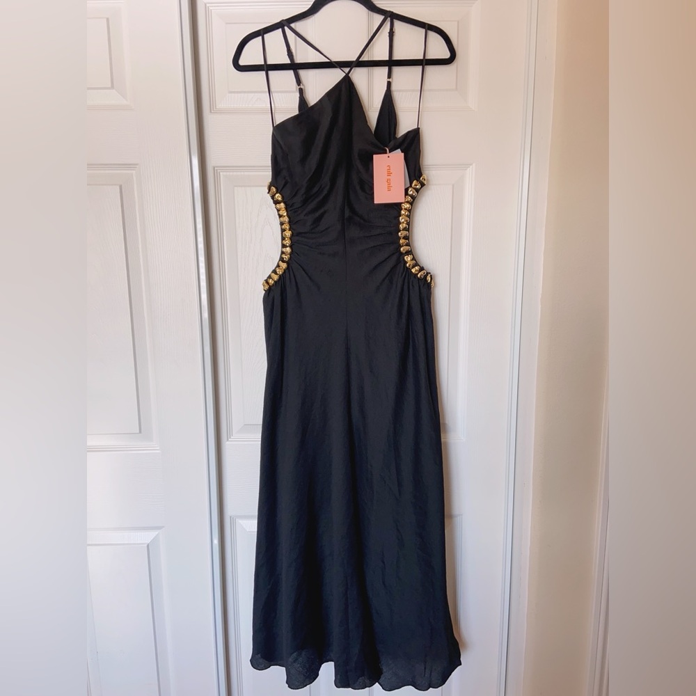 NWT Cult Gaia Silvia Embellished Faille Cut-Out Midi-Dress - Picture 8 of 11